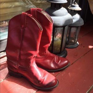 Ladies Laredo Red Leather Cowgirl Boots